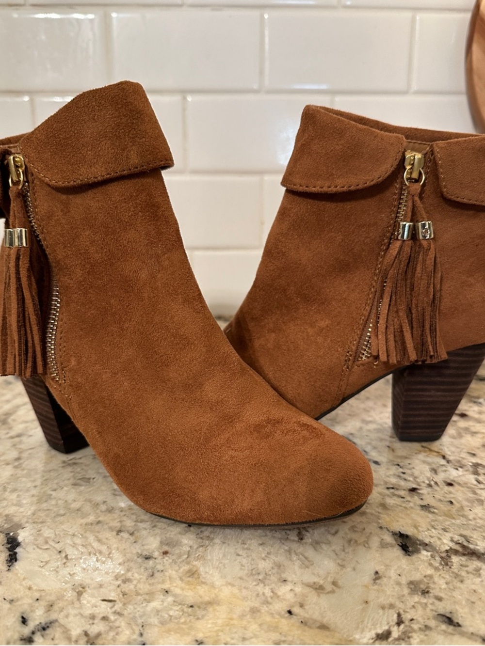 Report Suede Tassel Ankle Boots - Brown